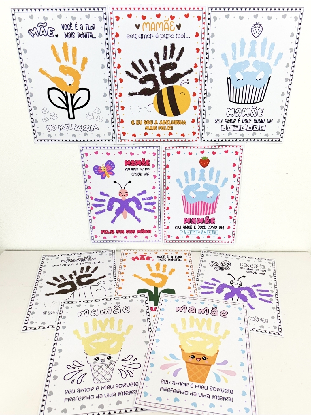 Kit Atividades Carimbo de Mãozinhas Dia das Mães