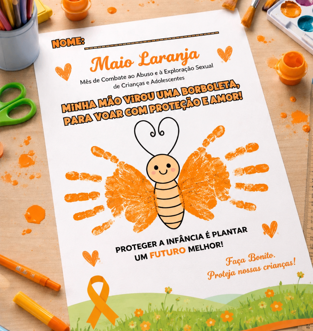 Minha Mão Virou Uma Borboleta Maio Laranja